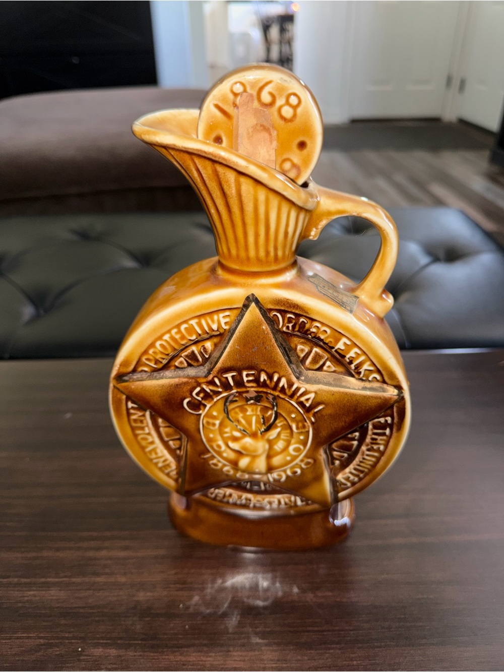 Vintage 1969 James B Beam Centennial order of the Elks Whiskey Decanter